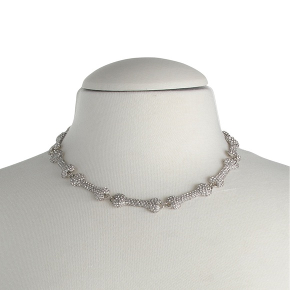 NWT Betsey Johnson Halloween Crystal Pave Bones Collar Necklace - Picture 2 of 5